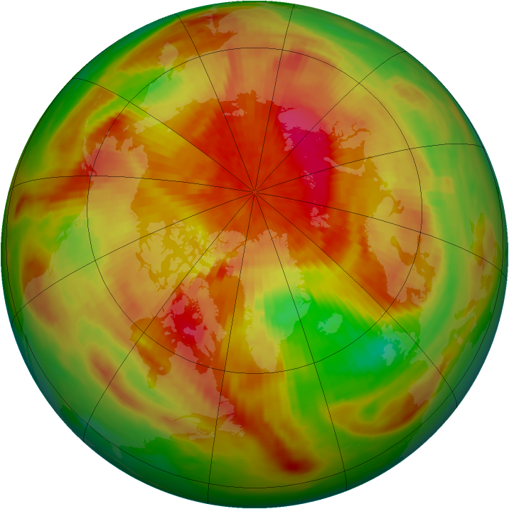 Arctic ozone map for 16 April 1991